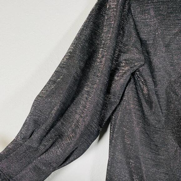 Anthropologie RO & DE Cassidy V-Neck Long Sleeve Metallic Shimmer Blouse Small - Picture 7 of 13